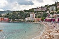 Villefranche-sur-Mer, France - June 16, 2014: sea beach on a sunny summer day