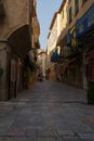 Villefranche-sur-Mer, France, 6 March, 2023: Rue du Poilu street of Villefranche-sur-Mer in the Alpes-Maritimes Royalty Free Stock Photo