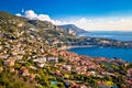 Villefranche sur Mer and French riviera coastline aerial view Royalty Free Stock Photo