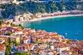 Villefranche sur Mer idyllic French riviera town aerial bay view Royalty Free Stock Photo