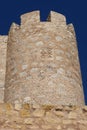 Shield on one of the towers of the medieval castle of Arab origin of the Atalaya. Villena, Alicante, Spain