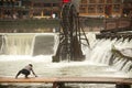 Villlagers washing along the river every day. Royalty Free Stock Photo