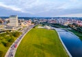 Vilnius aerial photo, river Neris Royalty Free Stock Photo