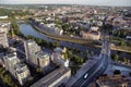 VILNIUS: Aerial View of Vilnius Old Town, Green bridge, river Neris in Vilnius, Lithuania Royalty Free Stock Photo