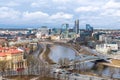 Vilnius, capital of Lithuania, beautiful scenic aerial panorama of modern business financial district