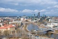Vilnius, capital of Lithuania, beautiful scenic aerial panorama of modern business financial district