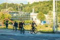 Vilnius, the capital of Lithuania, people riding bicycle