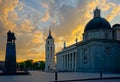 Vilnius cathedral square at evening Royalty Free Stock Photo