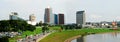 Vilnius city center shot from bridge over Neris river Royalty Free Stock Photo