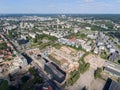 Vilnius City Cityscape, Lithuania. Snipiskes Zirmunai District, Business Town in Background. Drone Point of View. Abandoned Royalty Free Stock Photo