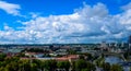 Vilnius city and clouds top view