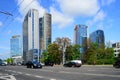 Vilnius city Konstitucijos street with skyscrapers Royalty Free Stock Photo