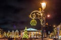 Vilnius city, Lithuania 2022. Christmas time decorated town.