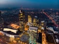 Vilnius city night aerial view - Lithuanian capital by bird eye