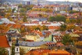 Vilnius city view, Lithuania. Old town and city center. Urban scene. Old famous buildings, architecture, house and church view Royalty Free Stock Photo