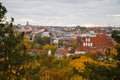 Vilnius city view, Lithuania. Old town and city center. Urban scene. Old famous buildings, architecture, house and church view Royalty Free Stock Photo