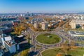 Vilnius Cityscape with Autumn Trees and Traffic. Lithuania