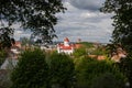 Vilnius cityscape with Orthodox Cathedral of the Dormition of the Theotokos and Gediminas Castle in the distance Royalty Free Stock Photo