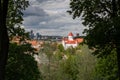 Vilnius cityscape with Orthodox Cathedral of the Dormition of the Theotokos and Gediminas Castle in the distance Royalty Free Stock Photo