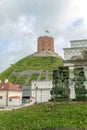 Vilnius Gediminas Castle Hill, historic mound with Gediminas Tower in the city of Vilnius in Lithuania in autumn