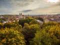 Vilnius, Lithuania: aerial top view of old town in autumn Royalty Free Stock Photo