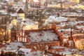 Vilnius, Lithuania: aerial view of the old town in winter Royalty Free Stock Photo