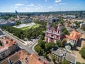 VILNIUS,LITHUANIA - AUGUST 13, 2018: Vilnius Cityscape with Lukiskes Square And Church of St. Philip and St. Jacob in Background