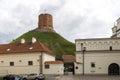 Gediminas Castle on the hill in the old town center in Vilnius, Lithuania. The tower is an Royalty Free Stock Photo