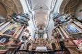 interior dome and looking up into a old gothic uniate church ceiling