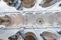 interior dome and looking up into a old gothic uniate church ceiling