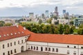 VILNIUS, LITHUANIA - AUGUST 15, 2016: Skyline of Snipiskes neigborhood in Vilnius, Lithuan Royalty Free Stock Photo