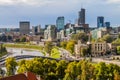 VILNIUS, LITHUANIA - AUGUST 15, 2016: Skyline of Snipiskes neigborhood in Vilnius, Lithuan Royalty Free Stock Photo