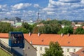 Vilnius, Lithuania - August 19, 2019: View to Vilnius city with funicular to Gediminas tower in Vilnius, Lithuania Royalty Free Stock Photo