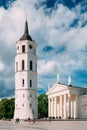 Vilnius Lithuania. Bell Tower And Cathedral Basilica Of St. Stan Royalty Free Stock Photo