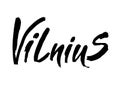 Vilnius, Lithuania. Capital city typography lettering isolated on the white background.Hand drawn brush calligraphic.
