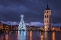 Vilnius Lithuania Cathedral square and Christmas tree 2022 years. Royalty Free Stock Photo