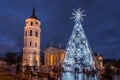 Vilnius Lithuania Cathedral square and Christmas tree 2022 years.