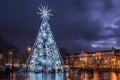 Vilnius Lithuania Cathedral square and Christmas tree 2022 years. Royalty Free Stock Photo