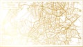 Vilnius Lithuania City Map in Retro Style in Golden Color. Outline Map