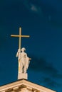 Vilnius, Lithuania. Close View Of Statue Of St. Helena With Cross