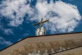 Vilnius/Lithuania: 08/08/2019: Cross on the top of The Cathedral of Vilnius is the main Roman Catholic Cathedral of Lithuania. It