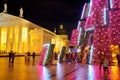 VILNIUS, LITHUANIA - DECEMBER 2020: Beautiful Christmas tree on the Cathedral square, in Vilnius Royalty Free Stock Photo