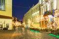Vilnius Lithuania. Deserted Pilies Street Of Old Town In Bright Evening Illumination