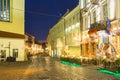 Vilnius Lithuania. Deserted Pilies Street Of Old Town In Bright Evening Illumination, Narutis Hotel