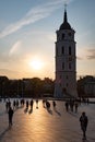 Vilnius, Lithuania. Evening at the Cathedral square Royalty Free Stock Photo