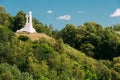 Vilnius, Lithuania. Famous White Monument Three Crosses On The Bleak Royalty Free Stock Photo