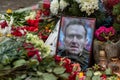 Flowers and candles laid at spontaneous memorial for Russian opposition leader Alexei Navalny