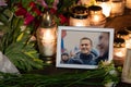 Flowers and candles laid at spontaneous memorial for Russian opposition leader Alexei Navalny