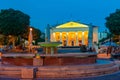 Vilnius, Lithuania, July 7, 2022: Night view of the town hall of Royalty Free Stock Photo