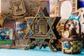 Jewish traditional attributes souvenirs mascots set on the table